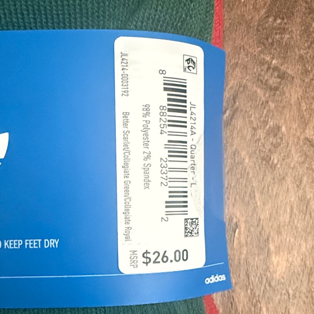 adidas Originals Six-Pack Quarter Athletic Socks - Red, Black & Blue - Picture 9 of 16